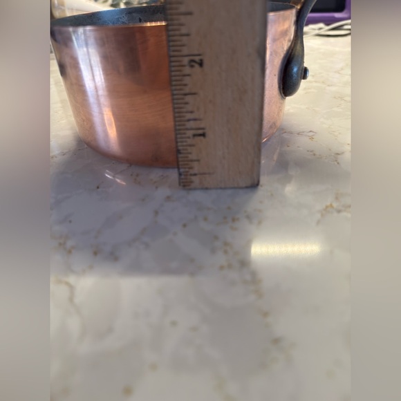 Rare Early Antique 1900s Copper Pot Cast Iron Handle Copper Rivets Tin Lined HTF - Picture 9 of 10